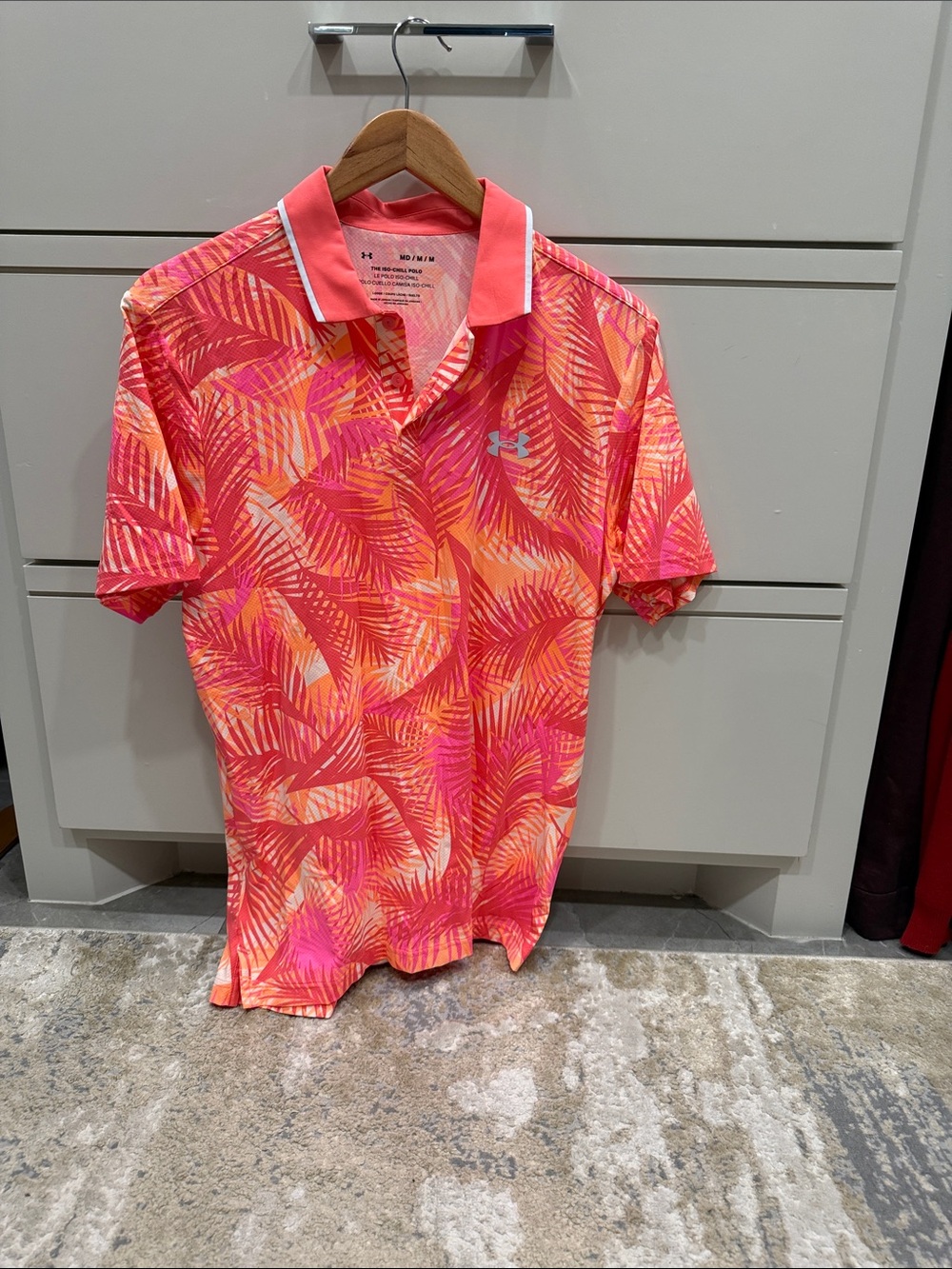 Under Armour Men’s Coral & Pink Tropical Leaf Polo